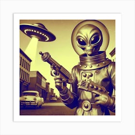 Alien Man With Guns Art Print