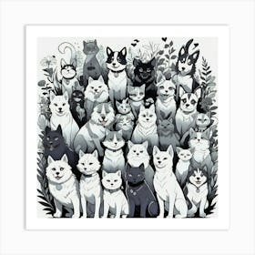 Group Of Cats Art Print