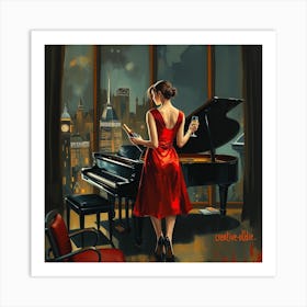 Lady In Red Art Print