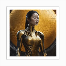 Woman In A Golden Suit Art Print