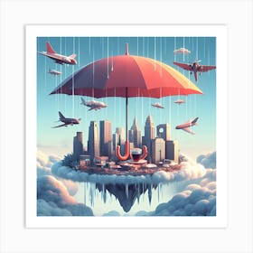 Umbrella City Art Print