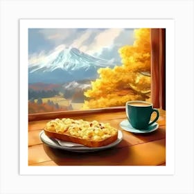 Breakfast With Mountain Fuji Art Print