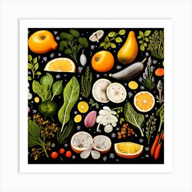 Fresh Fruits And Vegetables Art Print