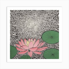 Pink Lotus Doodle Art Print