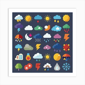 Weather Icons Set 1 1 Art Print