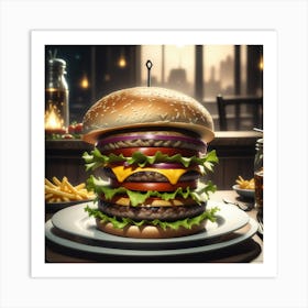 Hamburger On A Plate 112 Art Print