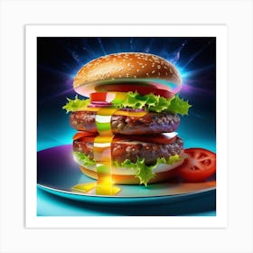 Burger On Plate 2 Art Print
