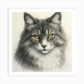 Cat With Orange Eyes Affiche