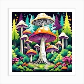 Mushrooms forest Art Print