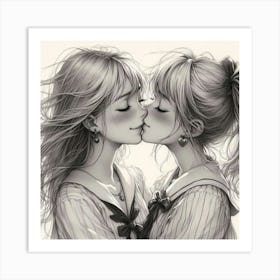 Two Girls Kissing 3 Art Print