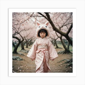 Cherry Blossoms and A Girl Art Print