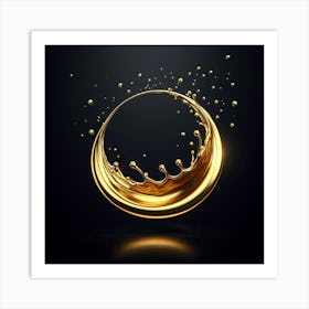 Golden Liquid Splash 1 Art Print