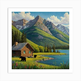 Cabin In The Mountains Art Print