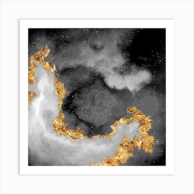 100 Nebulas in Space with Stars Abstract in Black and Gold n.091 Art Print