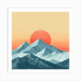 Mountain Range At Sunset Art Print