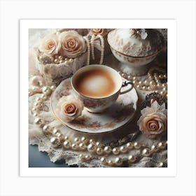 Coffee And Pearls 3 Art Print