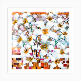 Delicate Blossoms with Patterns 1 Art Print