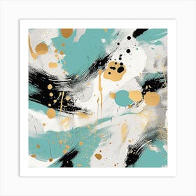 Abstract In Teal And Gold Art Print