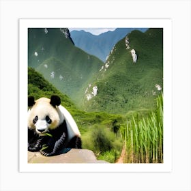 Panda Bear In The Mountains Art Print