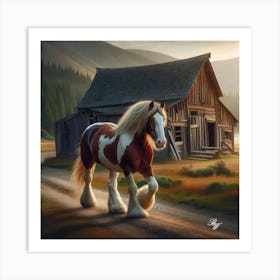 Clydesdale Walking On A Dirt Track Copy Art Print