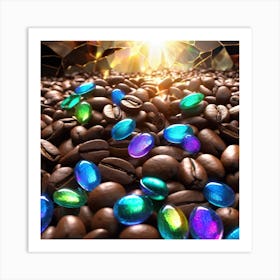 Colorful Coffee Beans Art Print