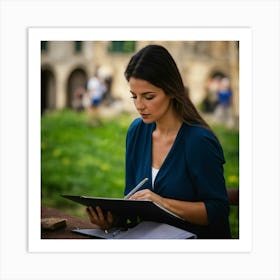 Woman Writing In A Notebook Art Print