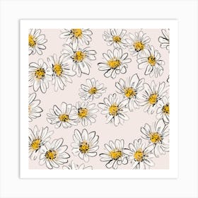 Daisies Flowers Pink Art Print