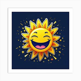 Lovely smiling sun on a blue gradient background 43 Art Print