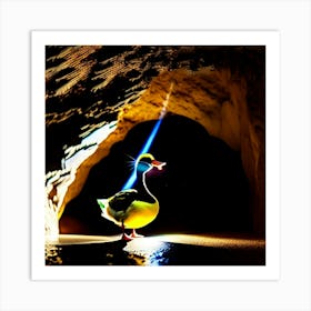 Lit duck in the cave  Art Print