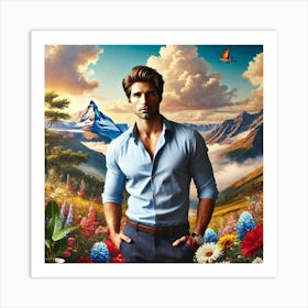 Man In A Blue Shirt Art Print