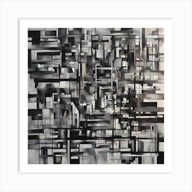 Abstract Black And White Painting 3 Art Print