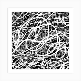 Ink Brushes Texture Grunge Wallpaper Black And White Art Print