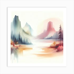 Watercolor Landscape Painting 16 Art Print