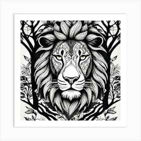 Lion In The Forest 38 Art Print