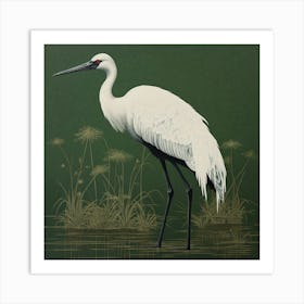 Ohara Koson Inspired Bird Painting Crane 4 Square Art Print