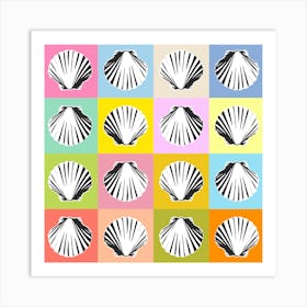 Colorful Pop Art Seashells, Color Block Art Print