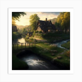 Tranquil Village Charm Art Print