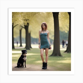 90 Very Beautiful Random Expression 25 Years Old European Woman In Random Solid Color Short Dress With Art Print