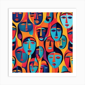 Colorful Faces Of People Art Print