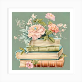 Wildflower Antique Books And Flowers 4 Art Print