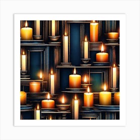 Many Candles On A Dark Background Art Print