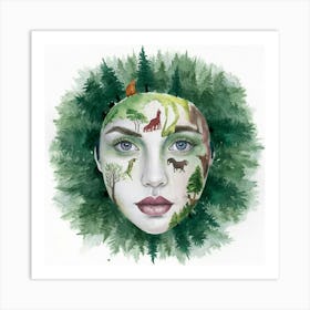 Woman In The Forest 2 Art Print