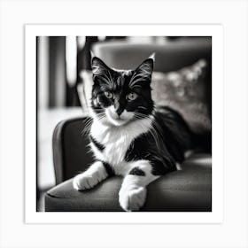 Black And White Cat 26 Art Print