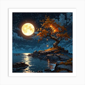 Leonardo Anime Xl Create A Fantasy Landscape Featuring A Glowi 1 Art Print