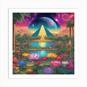 Sacred Lotus Flower 888 Art Print