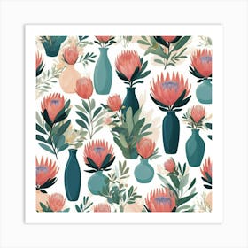 Default Protea Party Collection Of Vases Art 0 Art Print