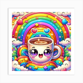 Kawaii rainbow Coffee Cup 1 Art Print