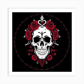 Skull With Roses 2 Art Print