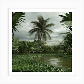 A 3d Render Of A Jungle Scene With A Large Palmier 4gju6wspraenu5syosdnwa Foo4xiuxsnccn1o 2x4eba Art Print