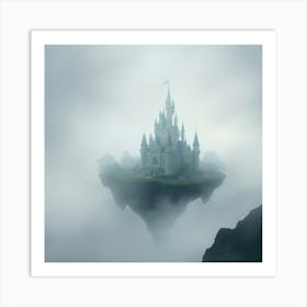 Disney Castle In The Fog Art Print